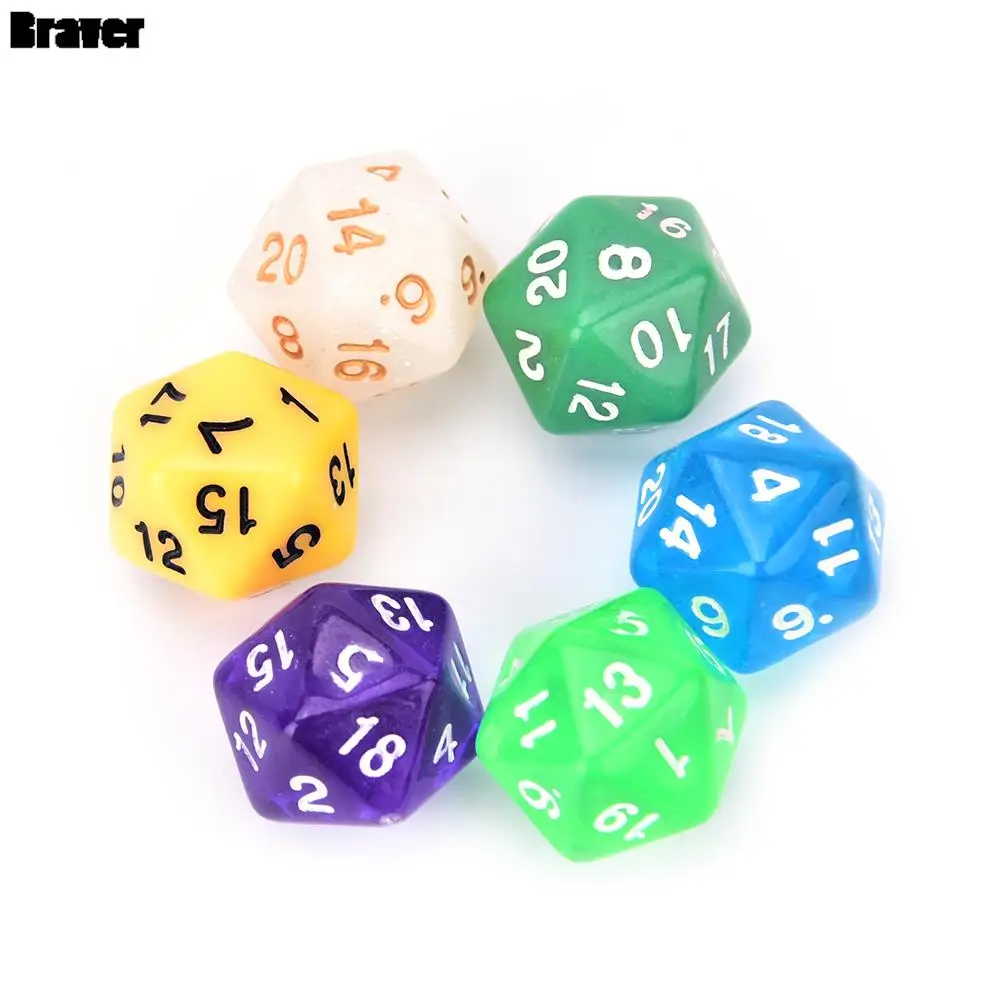 Dice Set 1PC Colorful D20 Dice Set Opaque effect, 20 side Digital Dice number 1-20 for Rpg Game DICE