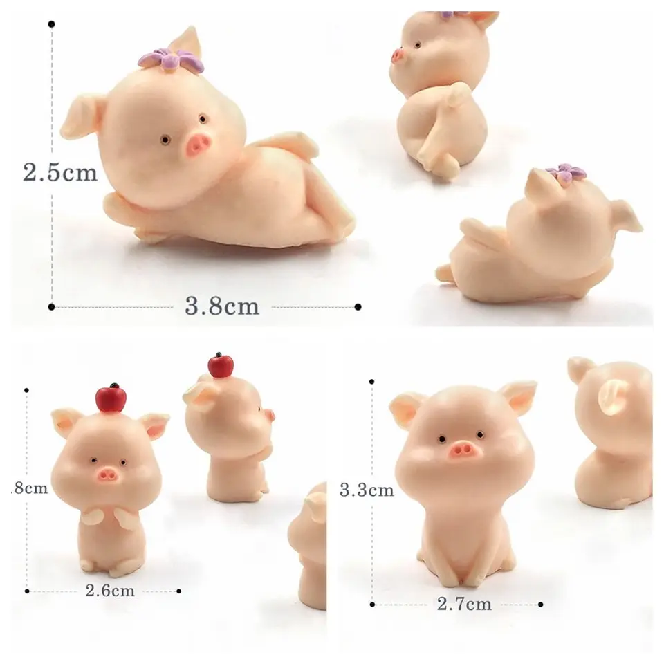 24 Figuras Mini Cerditos De PVC, Decoración Colorida, 2-4 Cm, Para Mesa, Jardín O Manualidades