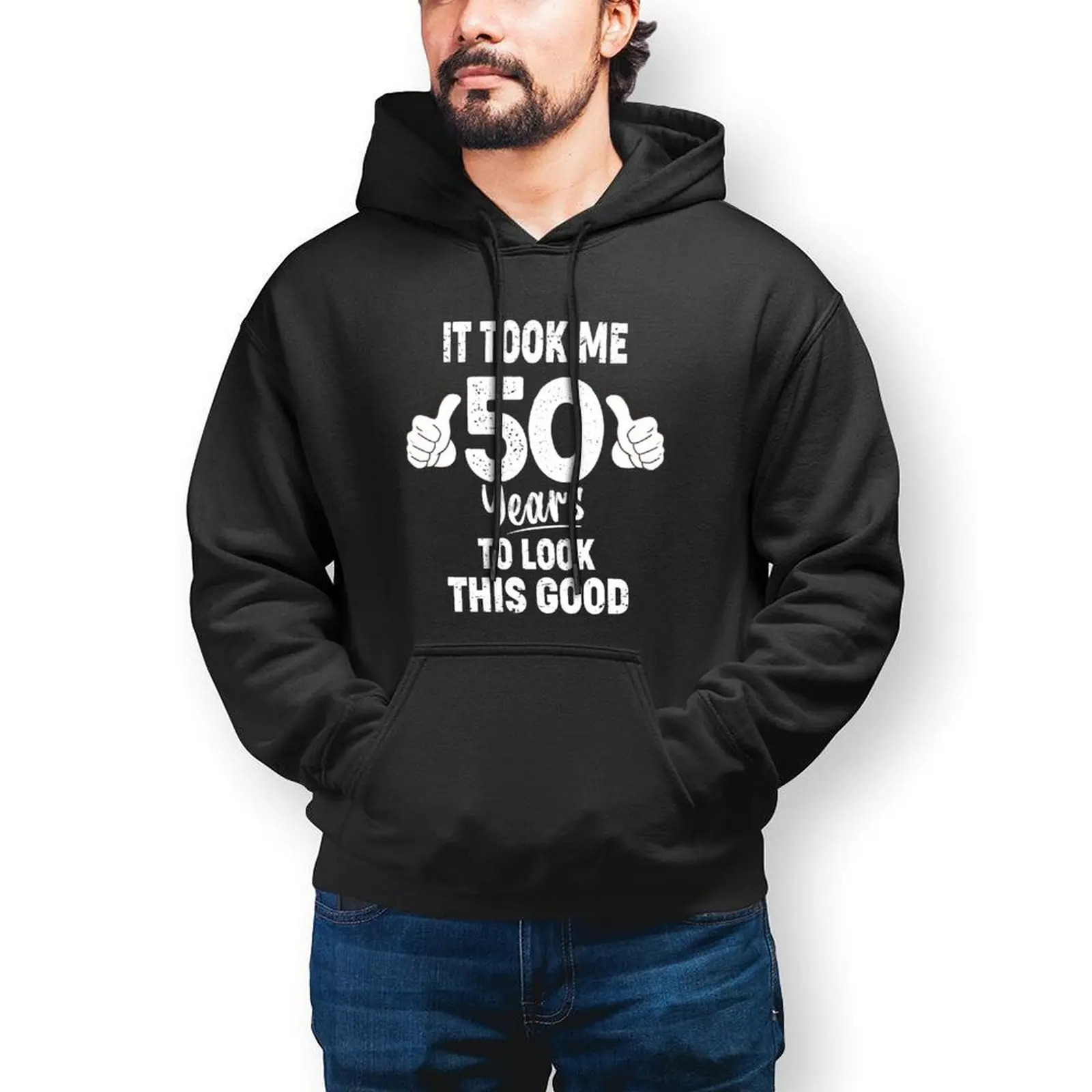 

It Took 50 Years To Look This Good Hoodies Autumn Birthday Gift Street Style Hooded Shirt Male Vintage Oversize Pullover Hoodie