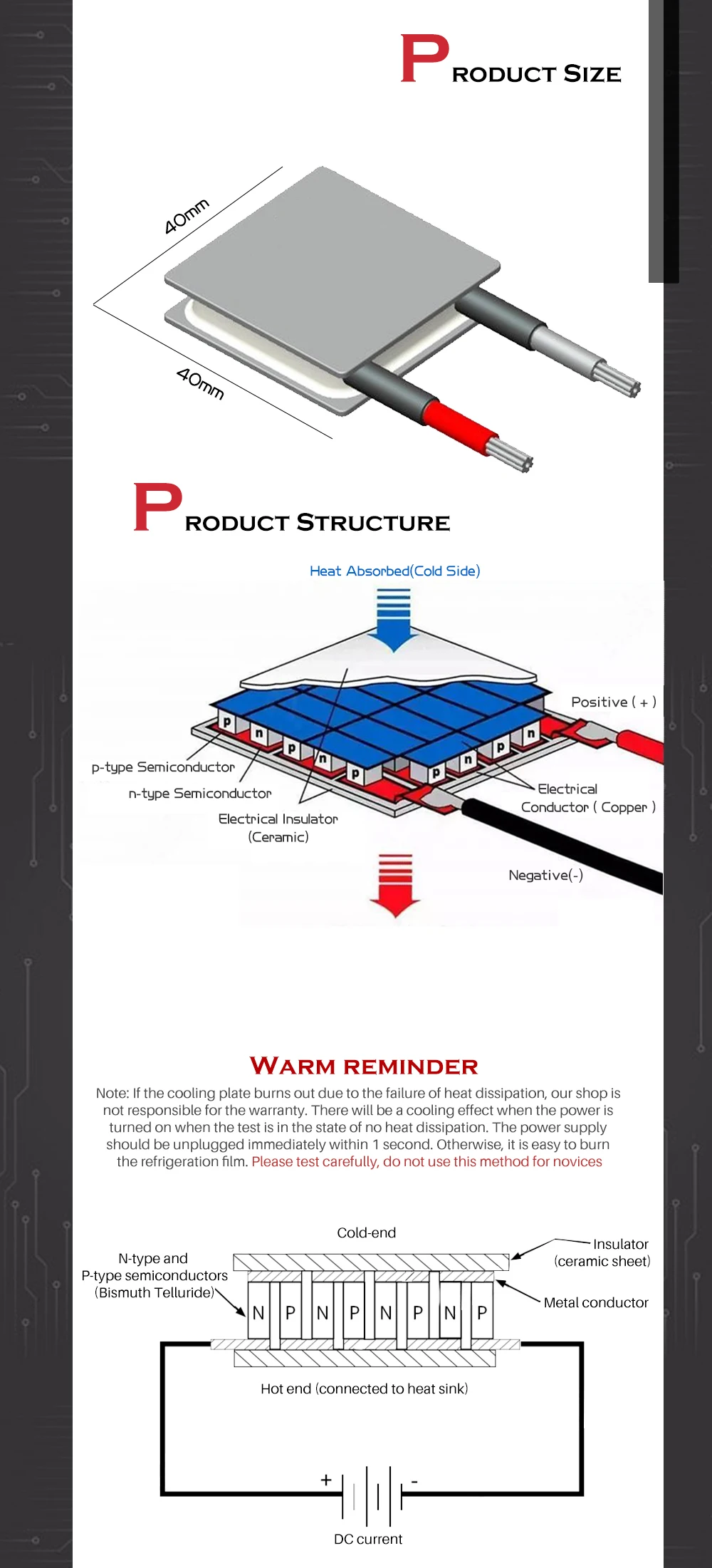 TEC1-12704 Thermoelectric Cooler Peltier 40*40mm module Water Cooling ...