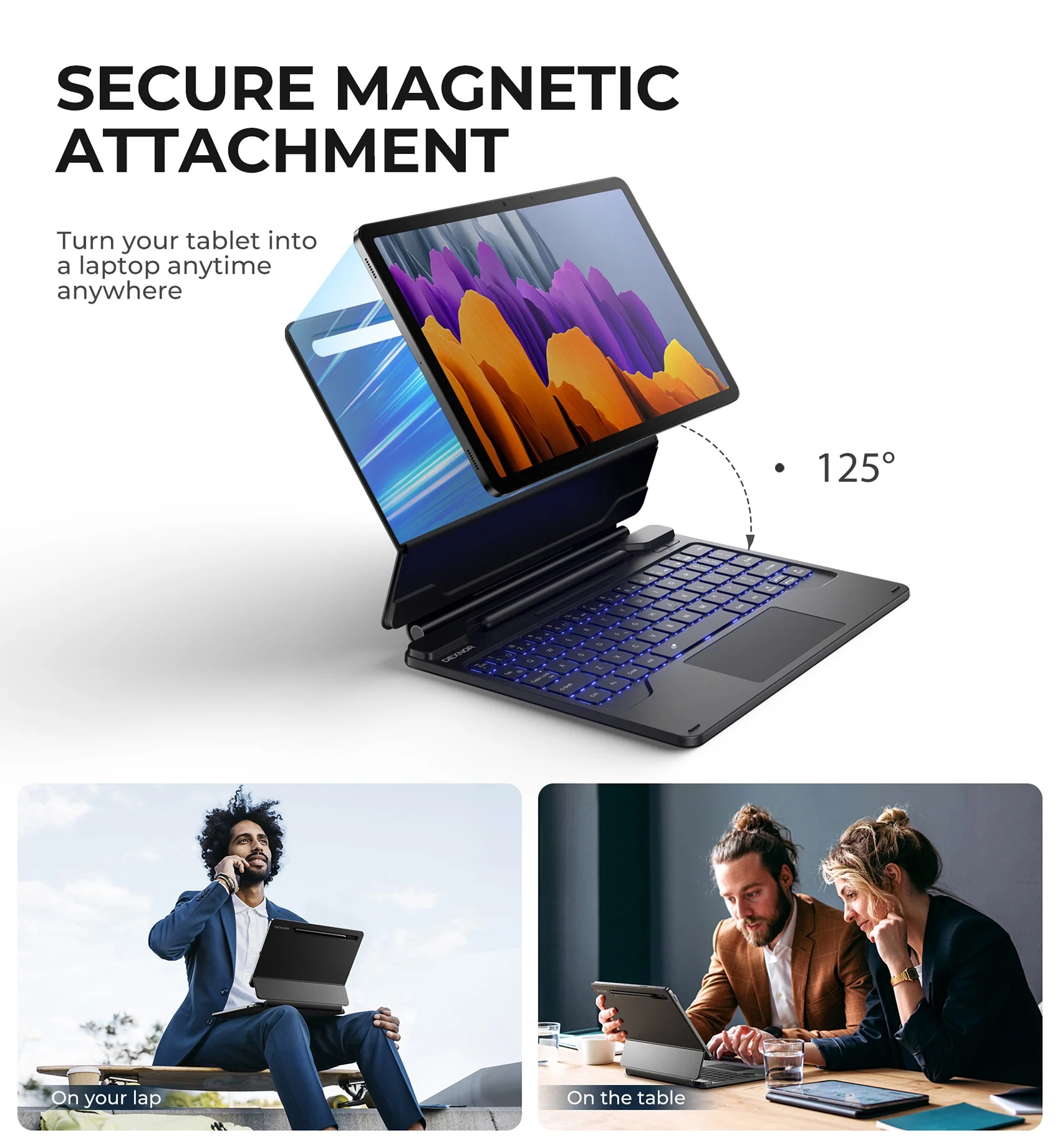 Keyboard Case for Samsung Galaxy Tab S9 FE10.9" /S9 11" with Magnetic Floating Cantilever Stand Multi-Touch Trackpad Pen Holder 6