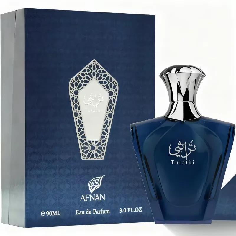 Afnan Turathi Blue Eau de Parfum Spray for Men, 3.0 Oz / 90 ml, Luxurious Leathe