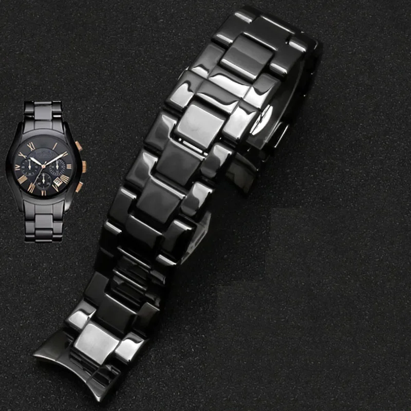 Premium Ceramic Watch Strap with Stainless Steel Butterfly Clasp, High Quality, Available in 22mm and 24mm Sizes