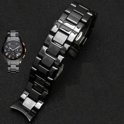 Premium Ceramic Watch Strap with Stainless Steel Butterfly Clasp, High Quality, Available in 22mm and 24mm Sizes - 22mm (AR1400)