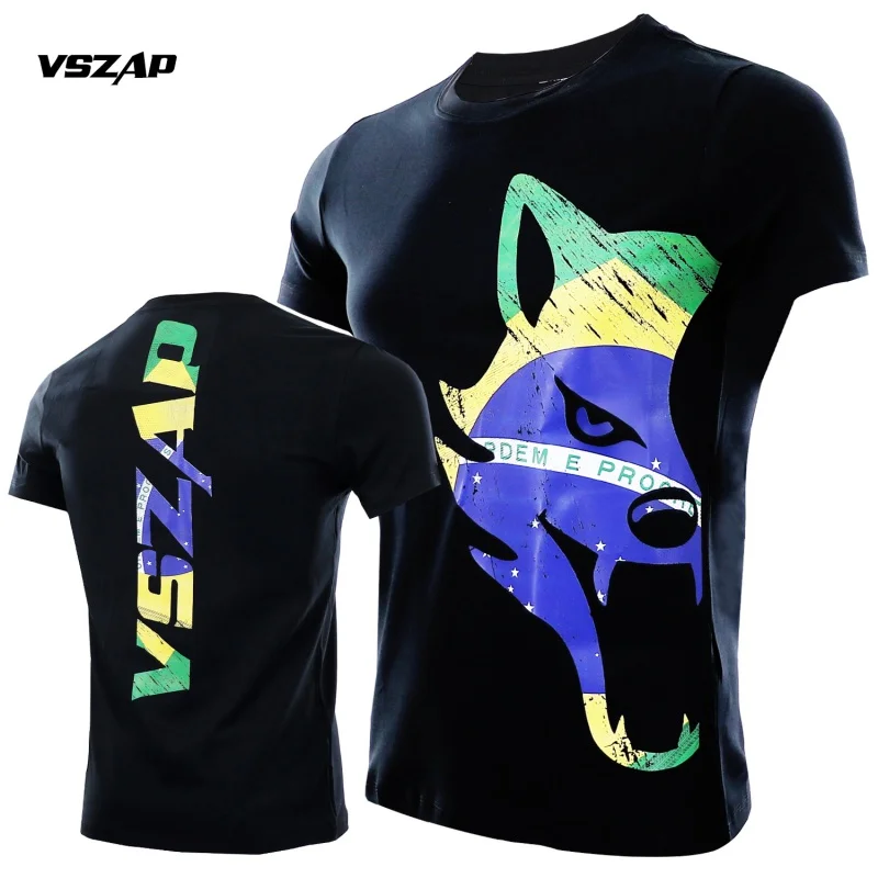 

Vszap Brazilian style Combat sport pure cotton casual men's and women's T-shirt short sleeve breathable MMA Thai Sportswear
