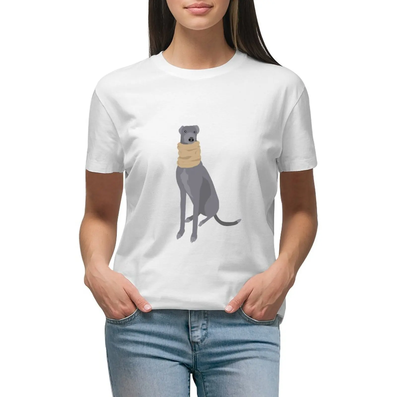 

Italian Greyhound Wearing a Scraf T-shirt korean fashion oversized black t-shirts for Women