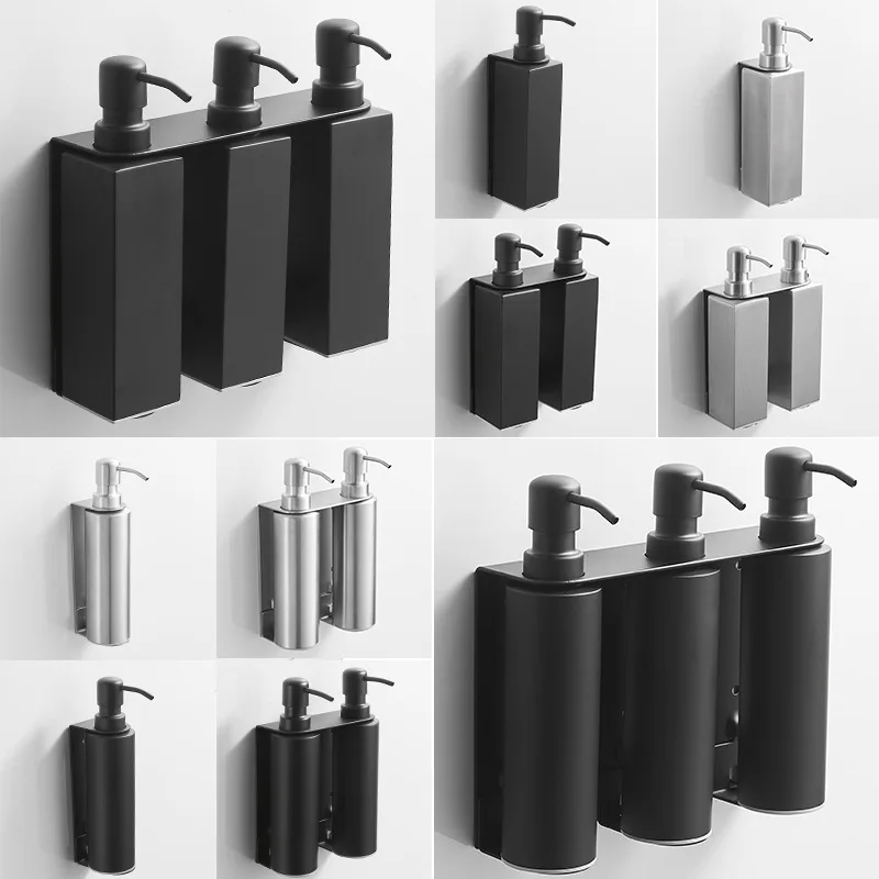 304 Brushed Stainless Steel Manual Soap Dispenser Wall Mounted Golden Black Square Round Soap Dispenser for Hotel Bathrooms 3