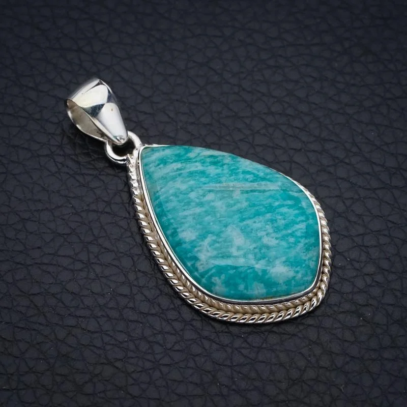 

StarGems Amazonite Handmade 925 Sterling Silver Pendant 1.75" F3965