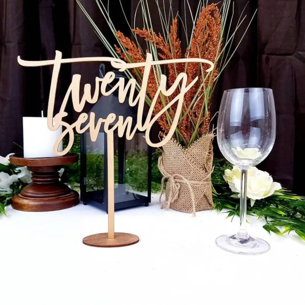 Wedding Wooden Table Numbers With Base Laser Cut Birthday Party Decor Gifts Rustic Wedding Reception Table Centerpieces