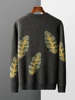 Jacquard Autumn Winter New Cashmere Sweater Men's Round Neck Pullover 100% Merino Wool Knitted Casual Fashion Retro Thicken Top 2