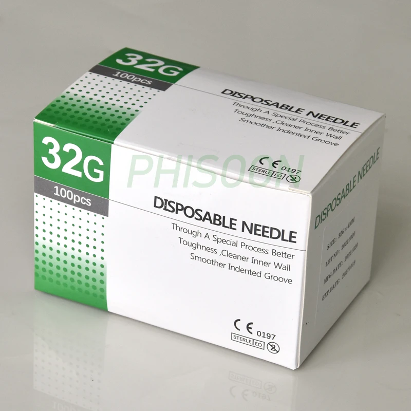 100pcs Painless small needle painless beauty ultrafine 32G * 4mm , 32G * 13mm syringes Korean Needles Eyelid Tools 5