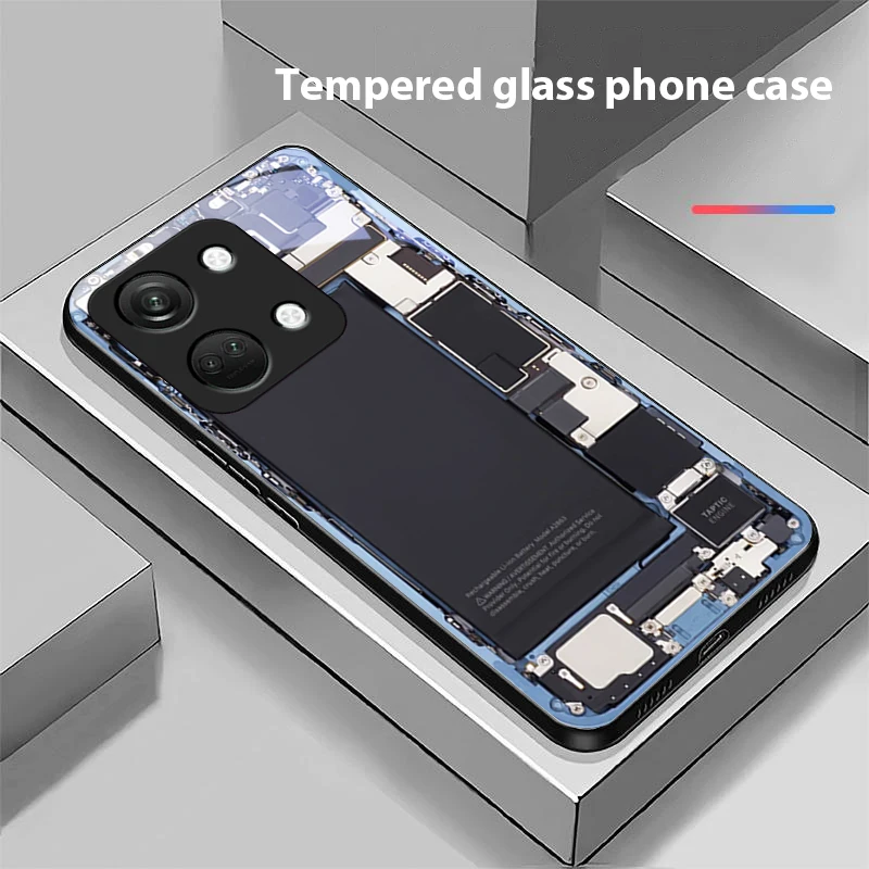 Premium Black Tempered Glass Phone Case with Durable Hard Shell Design