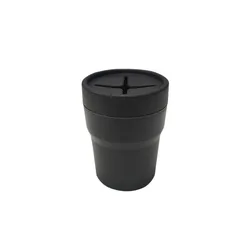 Compact Round Car Trash Can - Mini Storage Interior Accessory (Black)