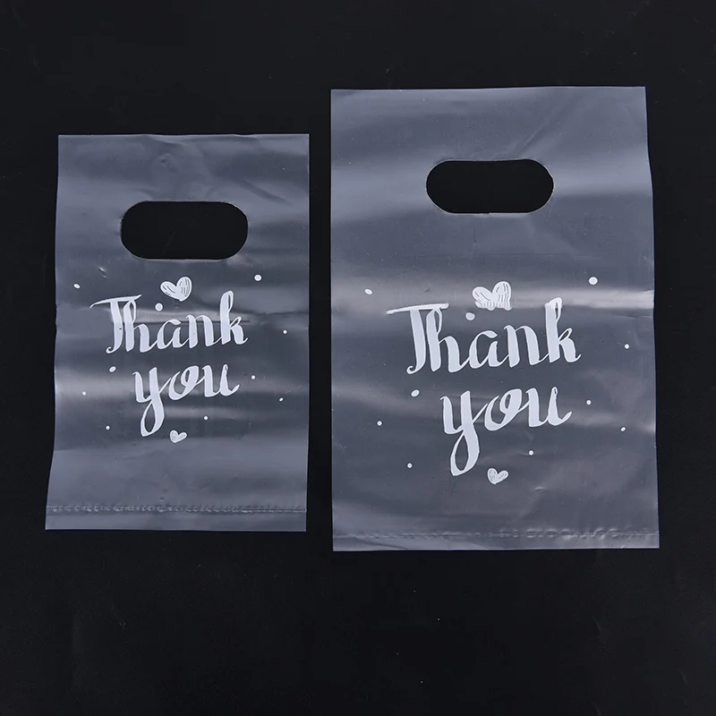 100Pcs Mini Thank you Plastic Gift Bags Wedding Candy Bags Shopping Carrier Bags 2