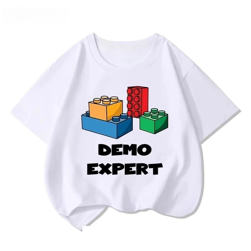 Lego educational cartoon print summer boys and girls 100% cotton short sleeved T-shirt