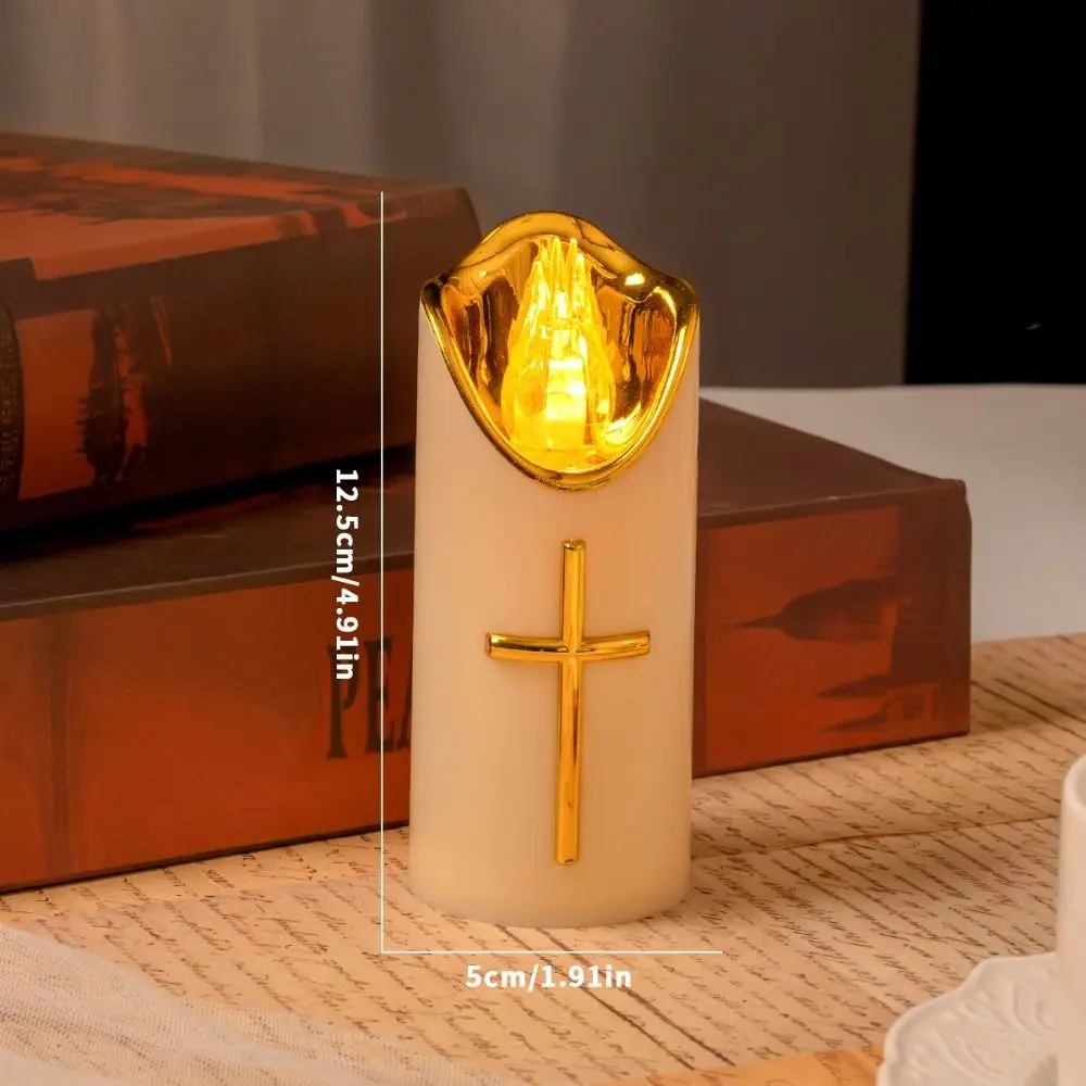 Reusable Christian Cross Decorative Waterproof Battery-Operated Flame Candles