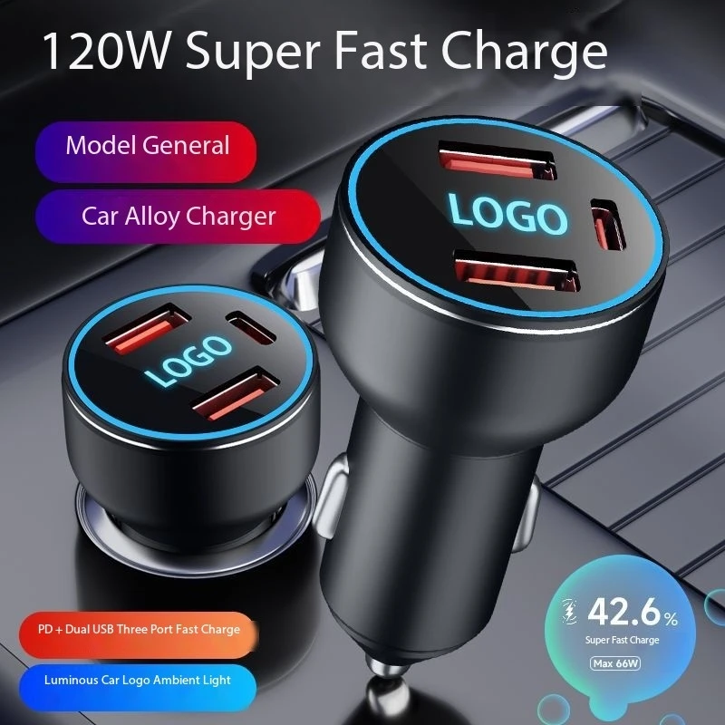 120W USB Car Charger Type C Fast Charging Phone Adapter For Xiaomi Huawei PD Phone Charger Car Adapter Socket Cigarette Lighter