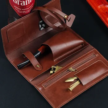 Borsa per pipa da tabacco portatile multifunzionale Borsa per tabacco pieghevole in pelle PU per accessori per fumatori di pipa