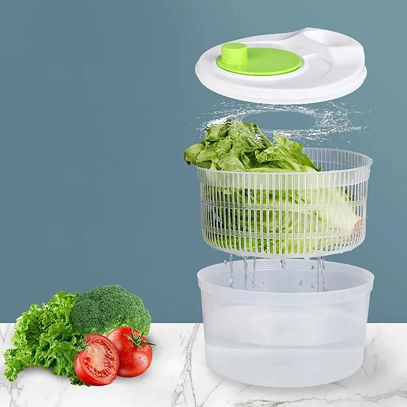 Vegetable Spinner Salad Dryer Manual Lettuce Centrifuge Kitchen Fruit & Veggie Washing Basket Drain Function
