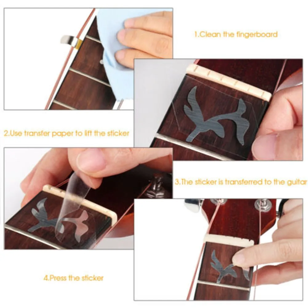 Inlay Decals Fretboard Sticker For Electric Acoustic Guitar Bass Ultra Ukulele Ultra Thin Tree Of Life Silver Edition DIY Marker electric acoustic guitar stickers inlay decal ultra thin fretboard guitarra sticker guitar part strings instrument accessories