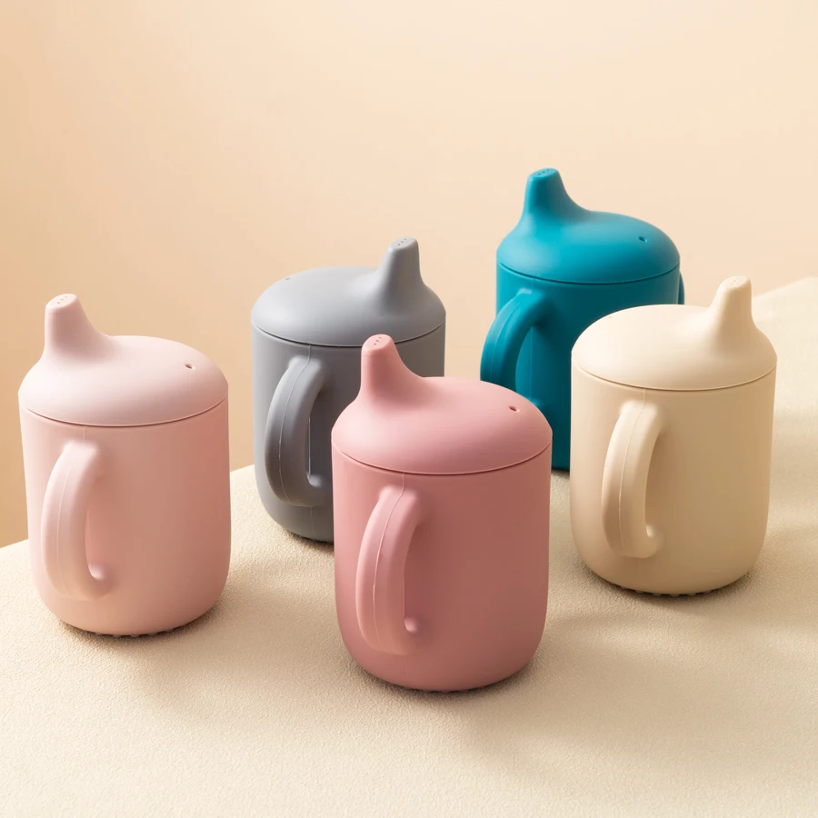 Mamaplan Silicone Baby Cup Portable Water Bottle With Double Handle Leakproof Baby Cups Feeding Liquid Baby Items Baby Tableware 3