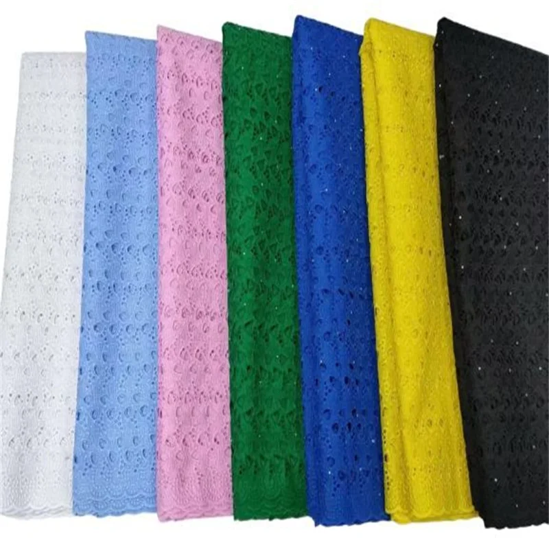 

Sew Cotton Lace Fabric White 2023 Pink Swiss African Nigerian Cotton Lace Fabrics 5 Yards Stones For Sew Dress Party Wed Cloth
