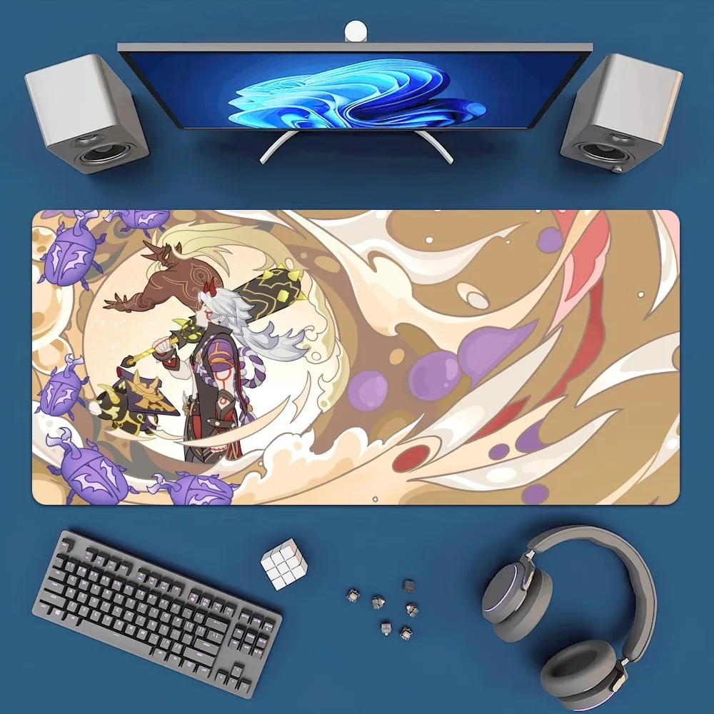 Genshin Impact Tartaglia Diluc Mousepad Office Large Mouse Mat Keyboard Mats Rubber PC Computer Game Big Anti-slip Mice Mat 4