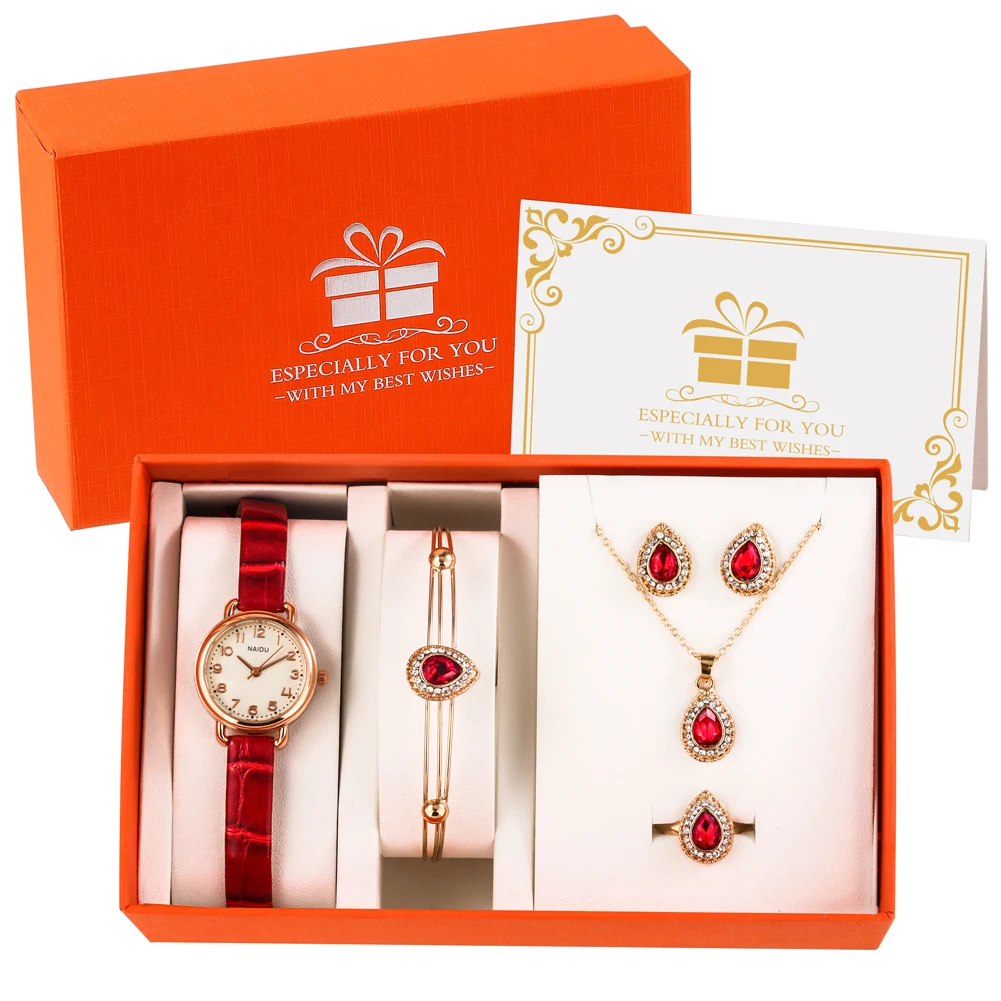 Watch Gift for Women Exquisite Jewelry Set Earrings Necklace Luxury Quartz Watches Ladies Wedding Party Jewelry Accessories Suit