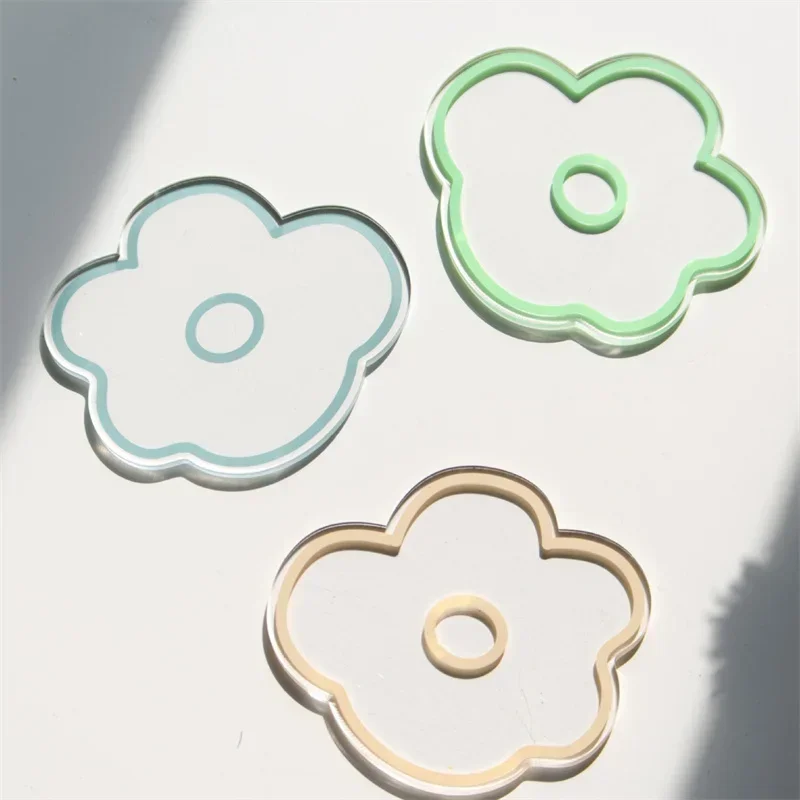 Korean Style Multicolor Flower Coaster Transparent Acrylic Coaster Cute Animal Fruit Flowers Cup Mat Household Kitchen Tool