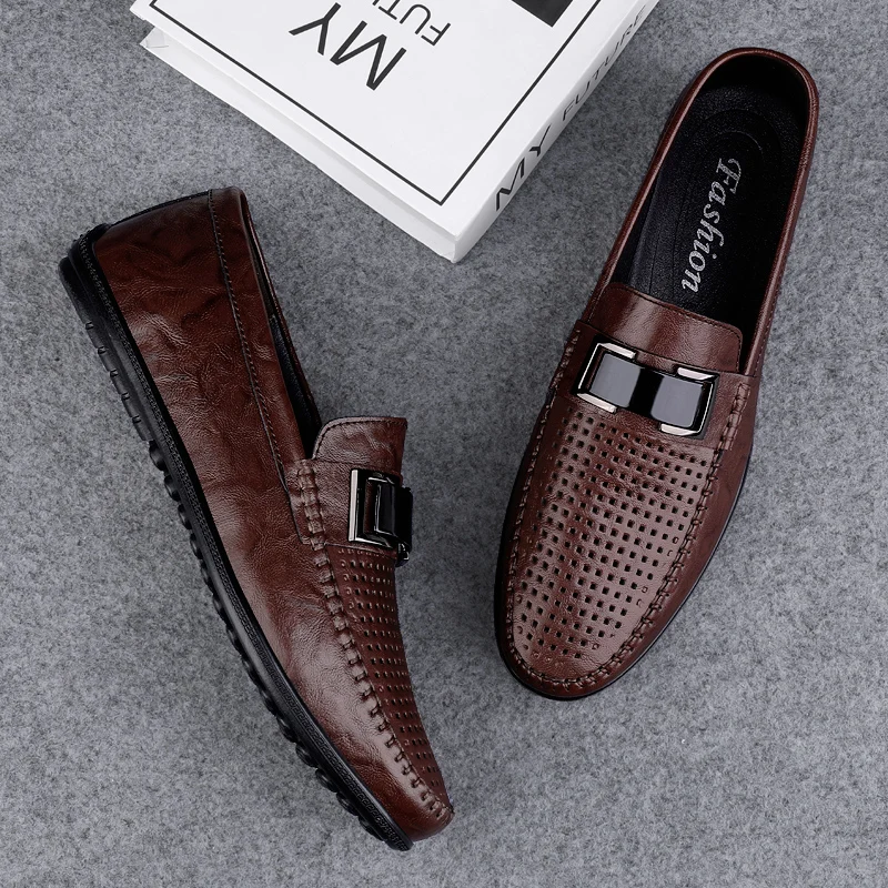 أحذية رجالية جديدة ذات لون موحد، مريحة للخارج، مقا...