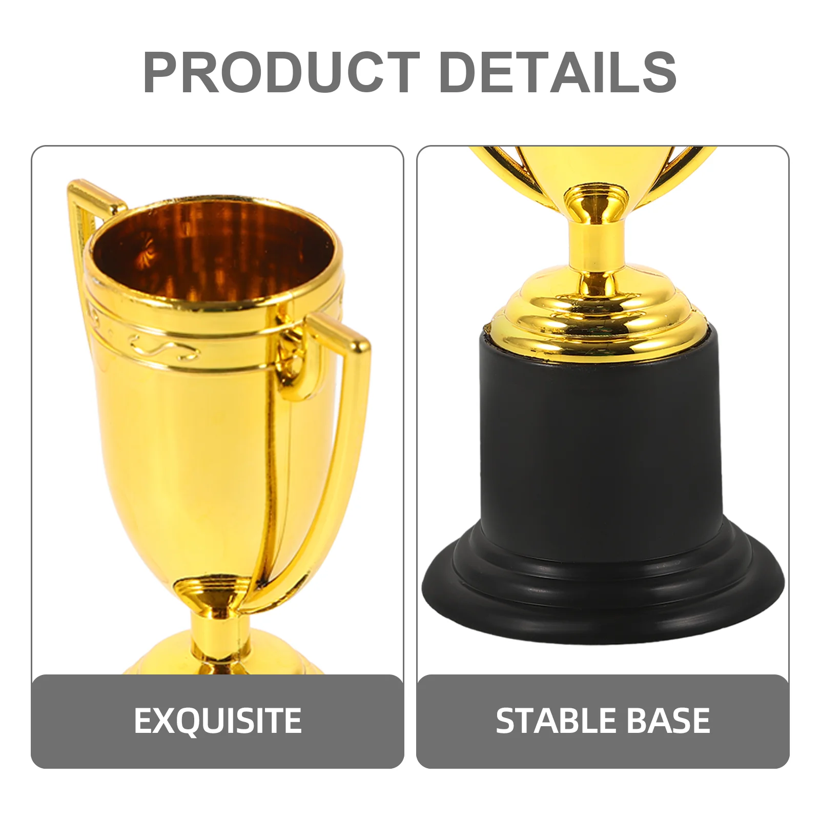 6pcs Golden Plastic Trophies Award Trophy Cup Kids Favor Sport Competition Souvenirs Team Sports Plastic Awards Game Prizes