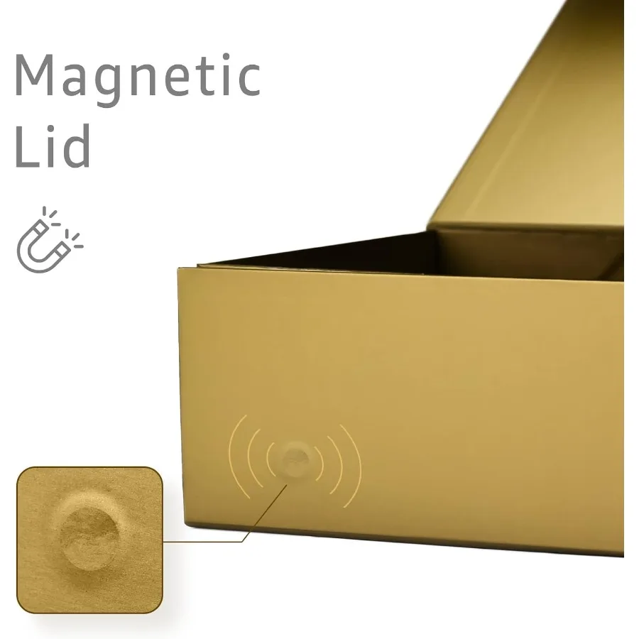Magnetic Gift Boxes 5 Pack 13.85 x 8.35 x 4.45 Inch Rectangle Collapsible Boxes with Lids and Ribbon Shredded Paper Filler Gift