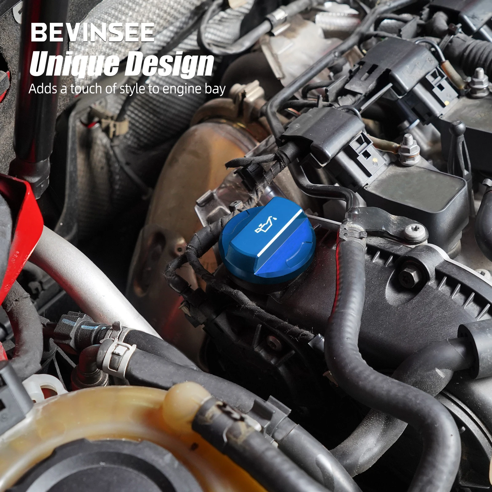 Oil Filler Cap BEVINSEE Aluminum Engine Oil Filler Cap for Audi A1 A3 RS3 Q3 S3 8V, for SEAT Ibiza Leon, Skoda Octavia, Golf MK7/7.5 R