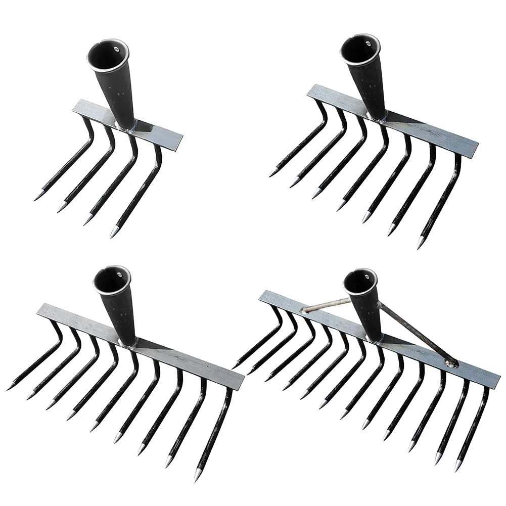 Description Picture 5 of itemHigh Carbon Steel Nail Rake Multifunctional 4/7/9/12 Teeth Garden Rake Labour-Saving Gardening Weeding Rake Agricultural Tools
