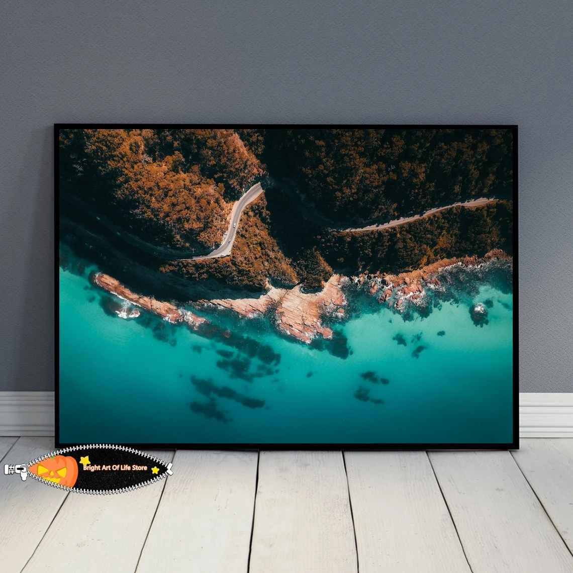 

Great Ocean Road Drive Top Down Print, Australia Coast Artwork, Beautiful Ocean Poster From Great Ocean Road, Victoria Australia