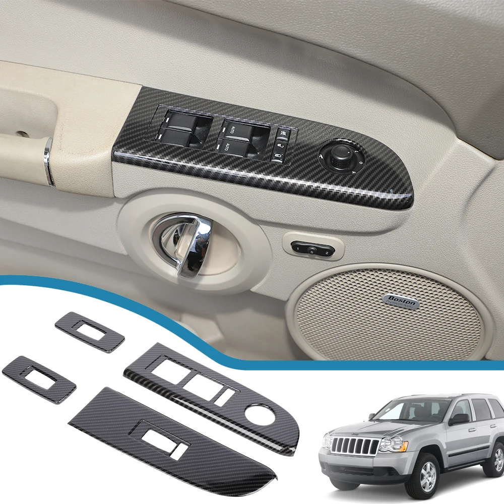 

Car Door Window Lift Panel Button Panel Cover for Jeep Grand Cherokee 2006 2007 2008 2009 2010 Interior Mouldings Accessories