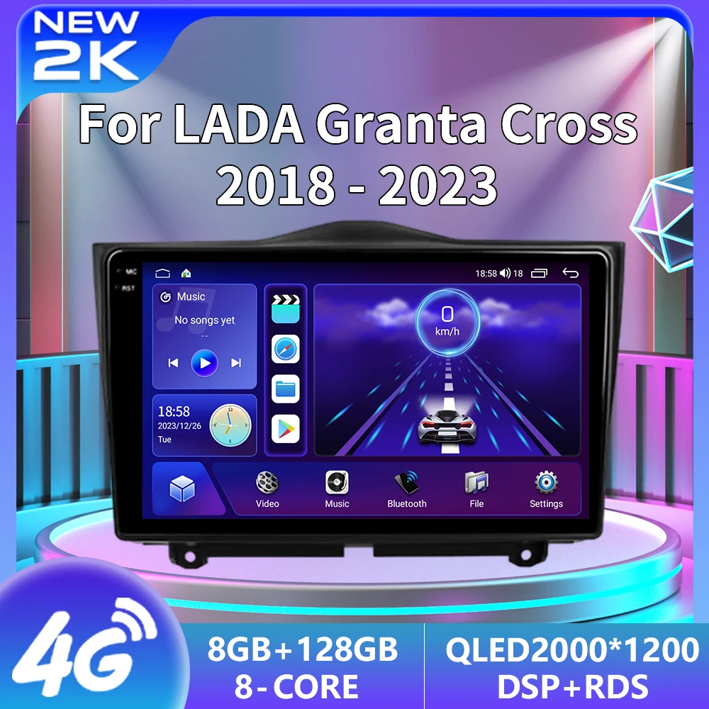 

2K Android 13 For LADA Granta Cross 2018 - 2023 Car Radio Multimedia Video Player Navigation Stereo GPS Carplay 2 Din QLED DVD