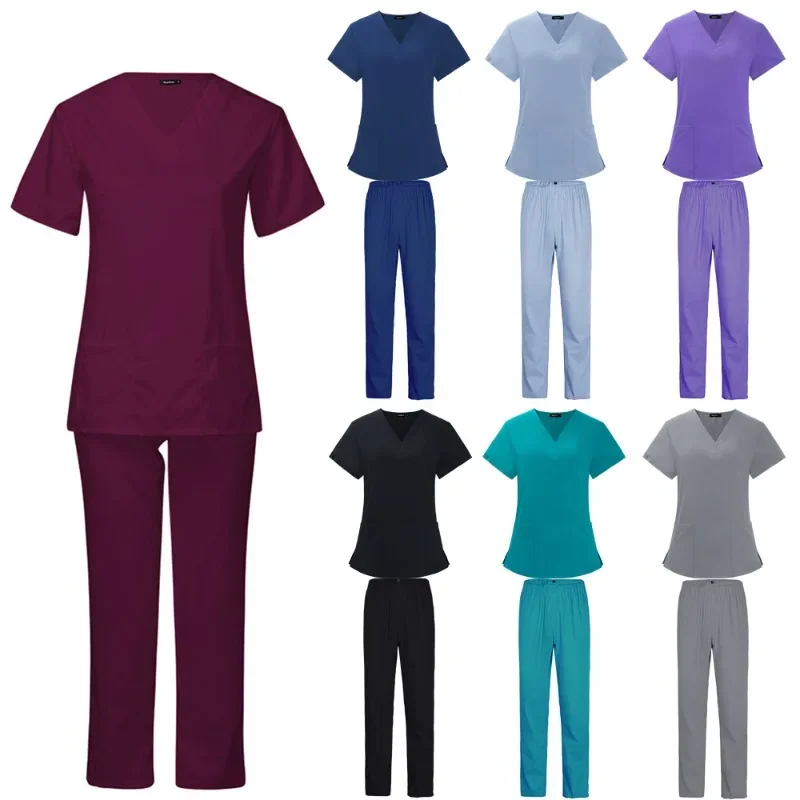 

Beauty Salon Clothes Scrubs Tops Pants High Quality Spa Uniforms Unisex V-Neck Work Clothes Pet Grooming Institutions Scrubs Set