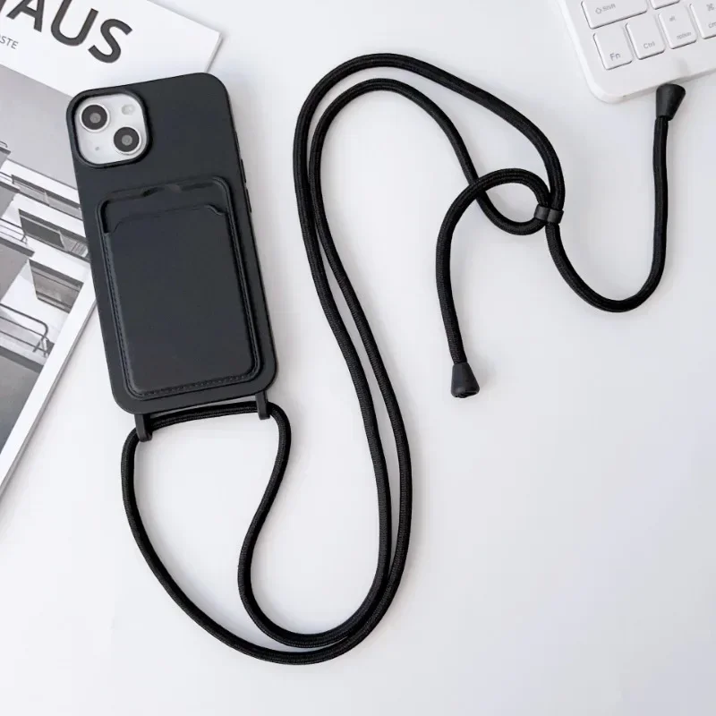Hands-Free Lanyard Phone Case with Silicone Card Holder and Drop Protection Cover