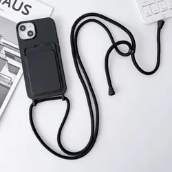 Cover per telefono con lanyard a mani libere, porta schede in silicone e protezione anti-caduta