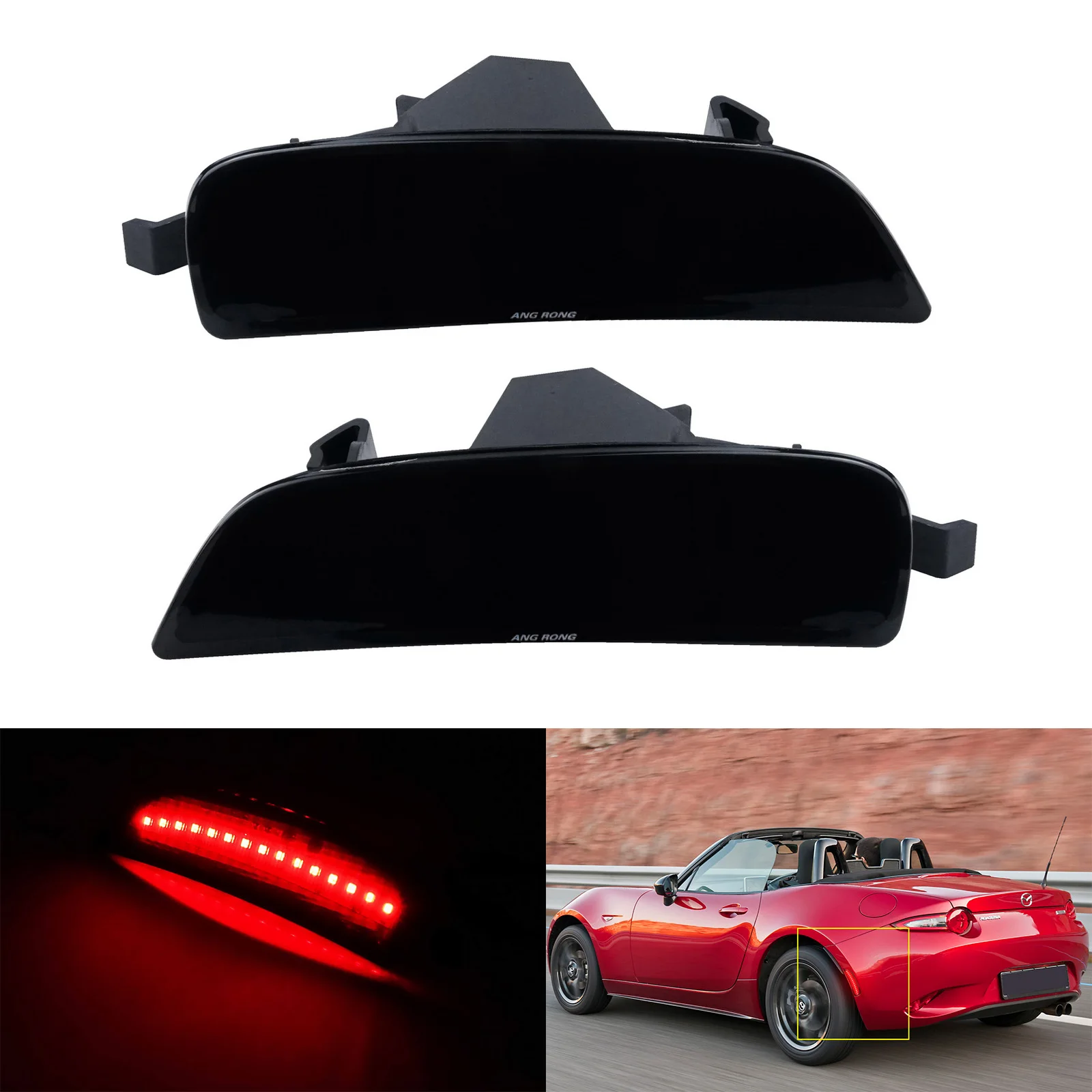 

Для 2016-up Mazda MX-5 Miata красный светодиодный задний боковой габаритный фсветильник рь дымчатые линзы