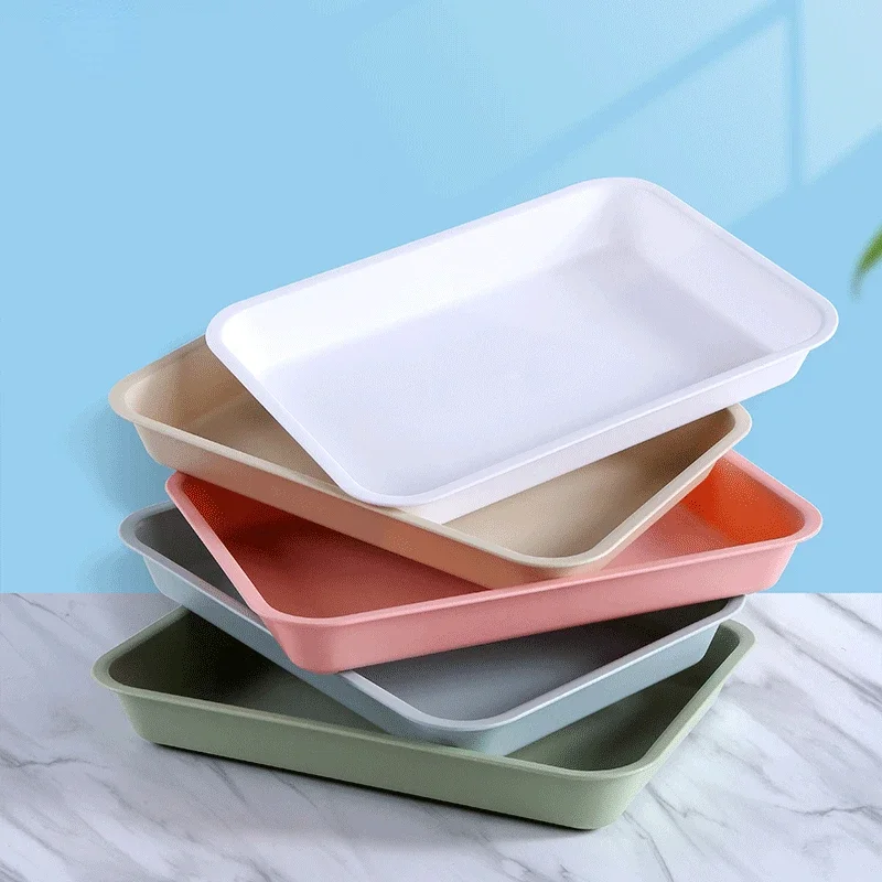 Plastic Rectangular Deepening Tray Deli Dish Bread Plate Breakfast Tray Multifunctional Cup Sundries Storage Kitchen Supplies 4