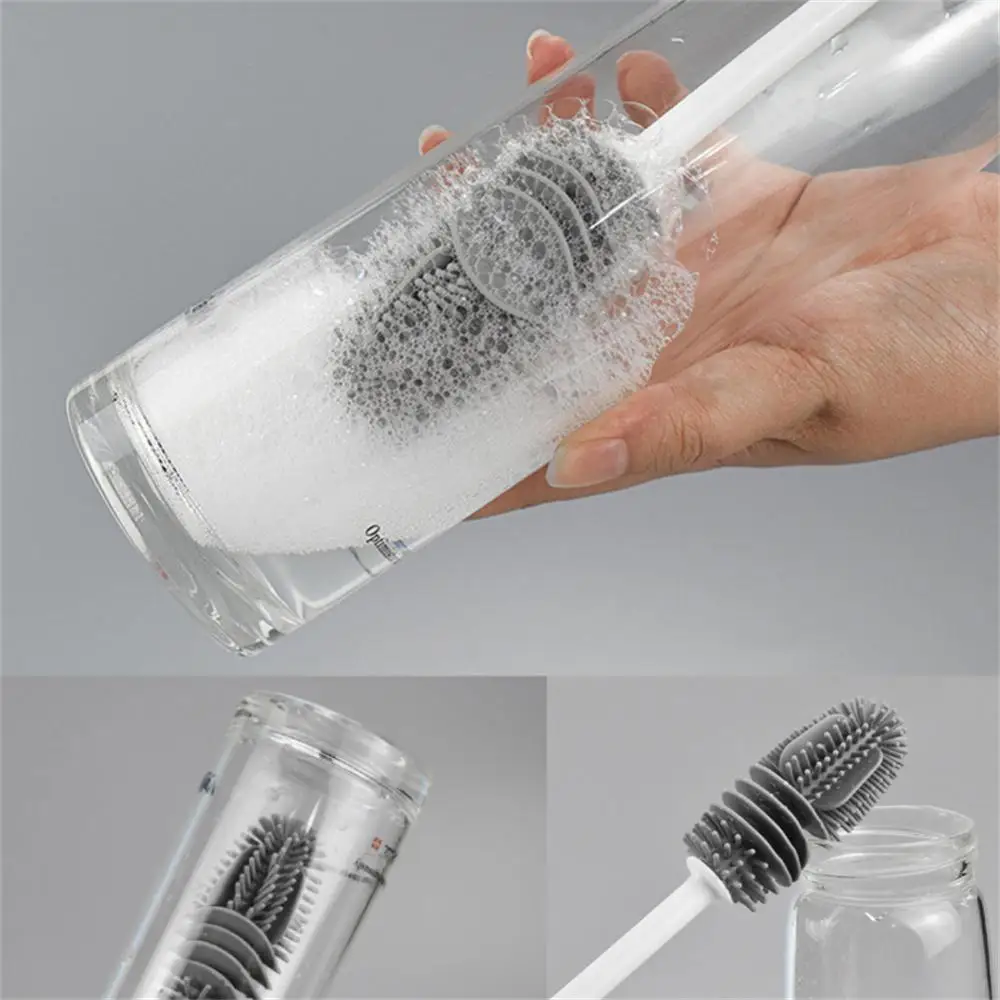 Silicone Milk Bottle Brush Cup Scrubber Glass Cleaner Long Handle Drink Bottle Clean Brush Kitchen Cleaning Tool cleaning brush kitchen tools
