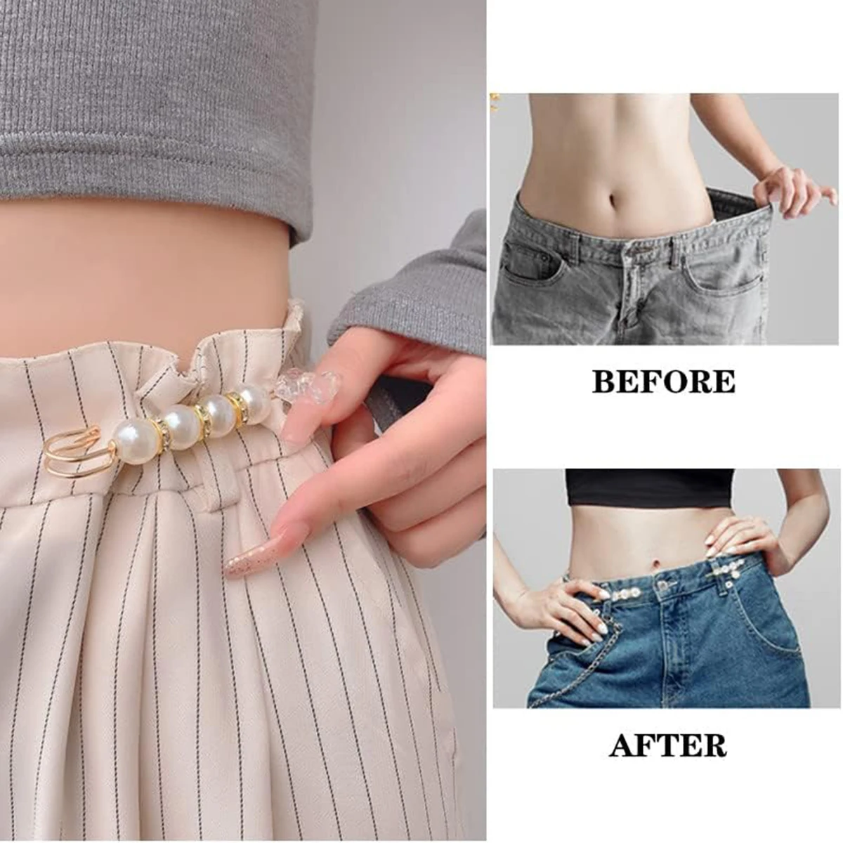 분리형 진주 브로치 핀 패스너 바지 핀 장식 버튼 클립 청바지 용 바느질없는 버클 허리 익스텐더 안전 핀