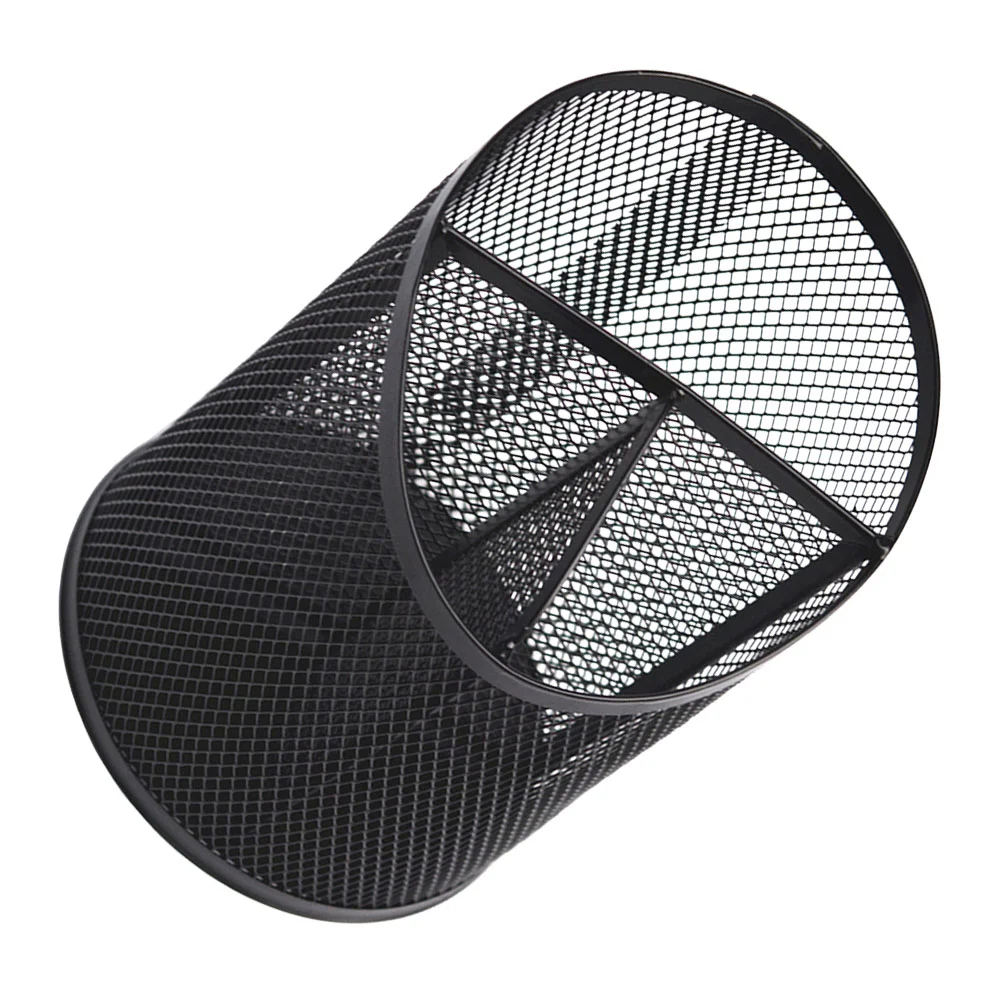 

Mesh Holder Metal Bevel Pen Pot Container Desktop Stationary Storage Container Makeup Organizer For Home Office Black