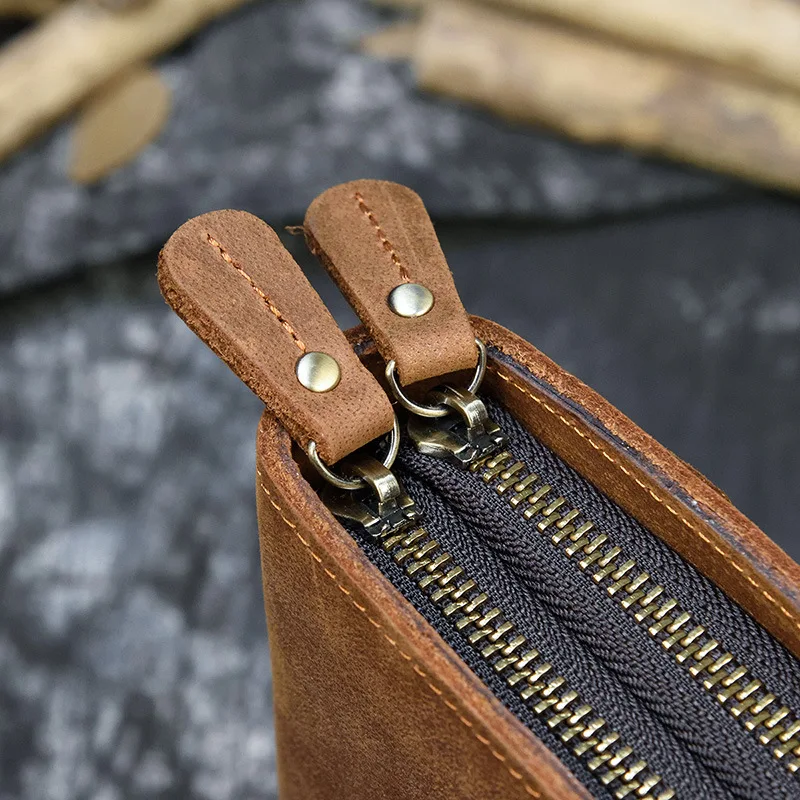 Fashionable Double-layer Zipper Leather Wallet, Large Capacity Card Holder Clutch Bag for Outing