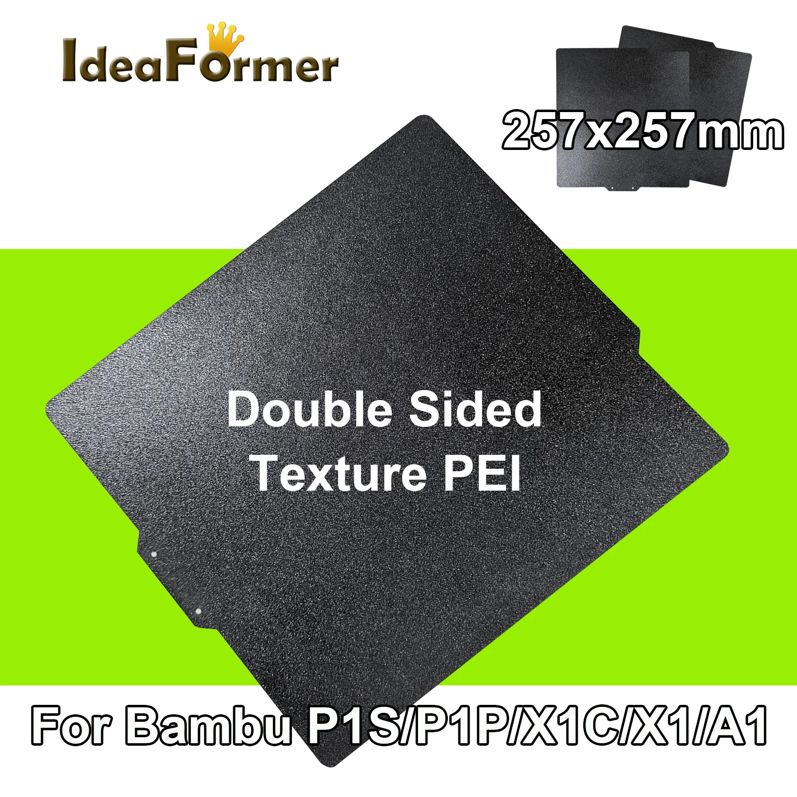 

IdeaFormer для лаборатории Bambu, строительная пластина Pei, строительная пластина P1S X1C, текстурированный лист Pei 257x257 мм, лист Pei для P1P X1, Бамбуковая Подогреваемая кровать