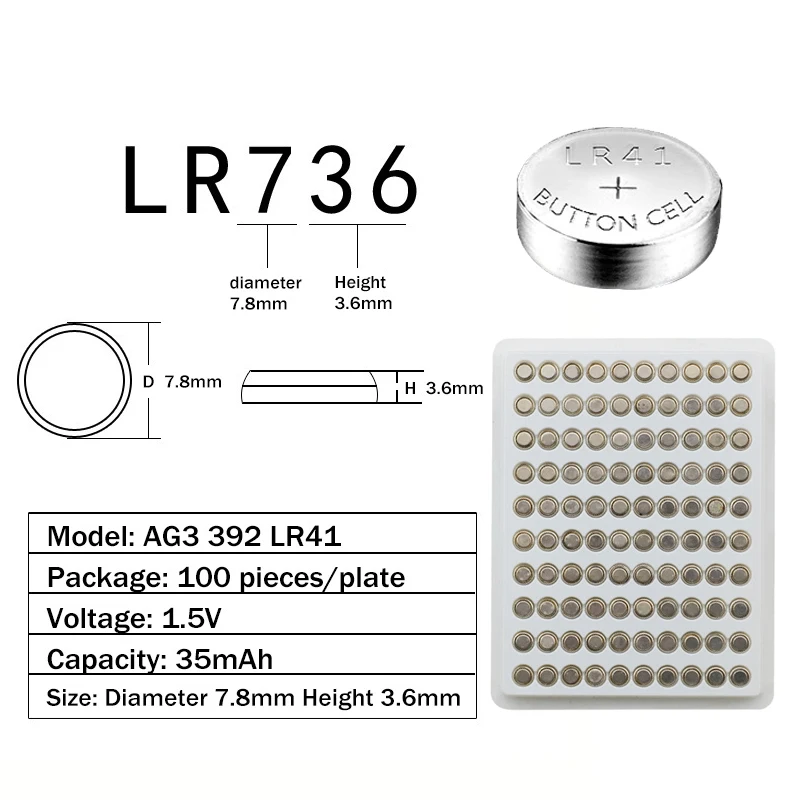 Lot 500 Piles Bouton AG3 Super Alcaline 1.5V PKCell