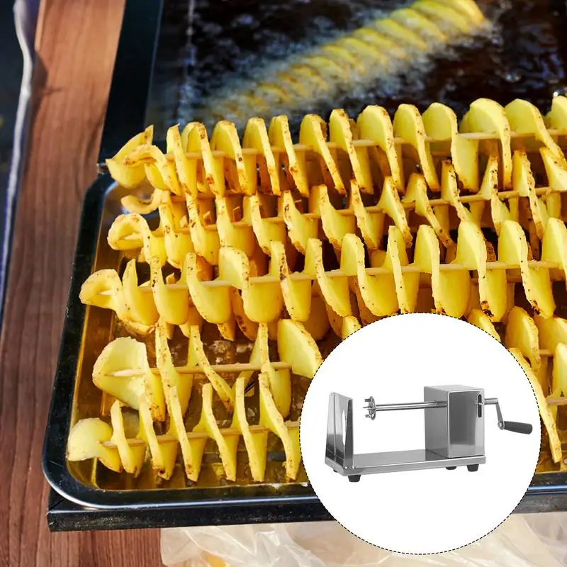 Stainless Steel Spiral Tornado Potato Cutter Kitchen Vegetable Fruit Chips Slicer 3 Blades Potato Shaped Choper