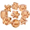 Montessori 3D Puzzles Game Unlock Toys Wooden Kong Ming Lock Lu Ban Lock IQ Brain Teaser Educational Toy for Kids Children Adult 1